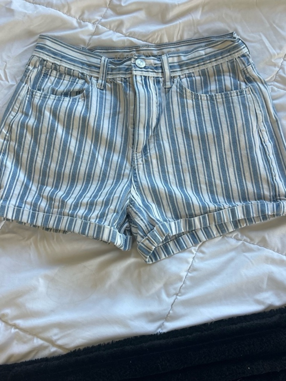 American Eagle Outfitters Blue and White Striped Jean Shorts